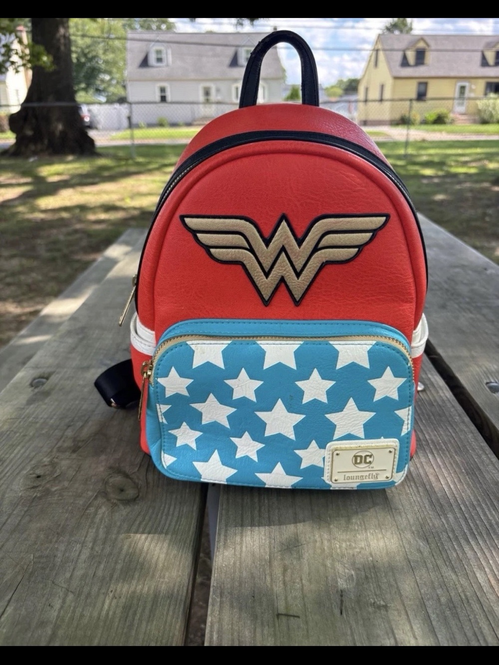 Loungefly Red, Blue and White Wonder Woman Mini Backpack